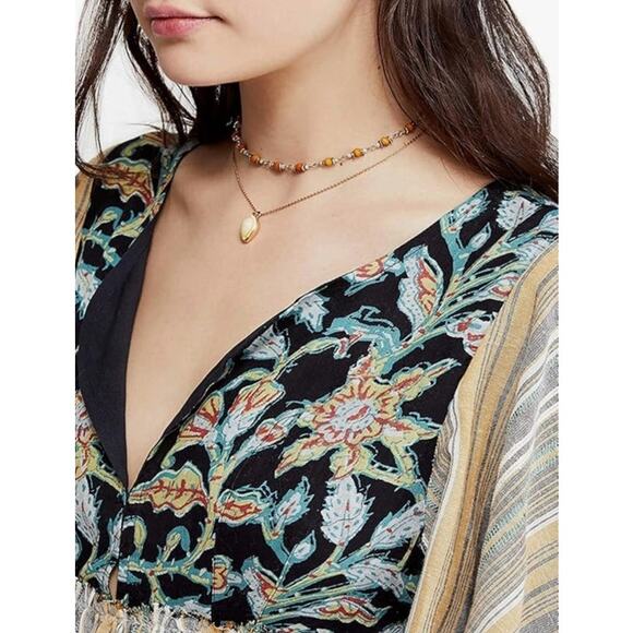 Free People Under the Sun Tunic Top Mini Dress Size Small Floral Striped - Picture 6 of 16